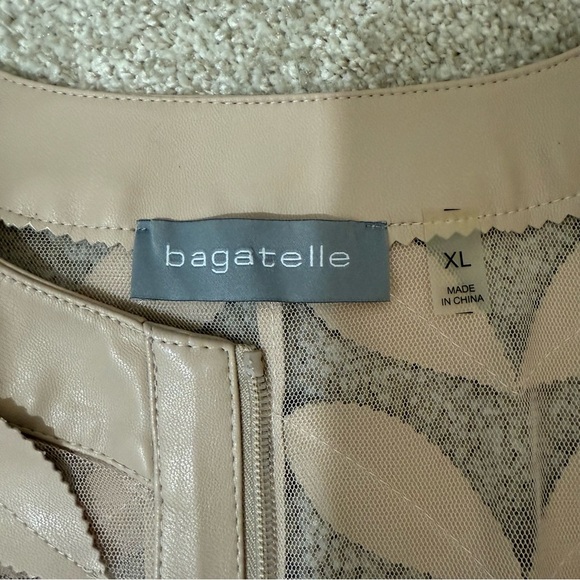 Bagatelle Women's Faux Leather Leaf Mesh Zip-Up Jacket Size X-large Beige‎ Taupe - Picture 8 of 13